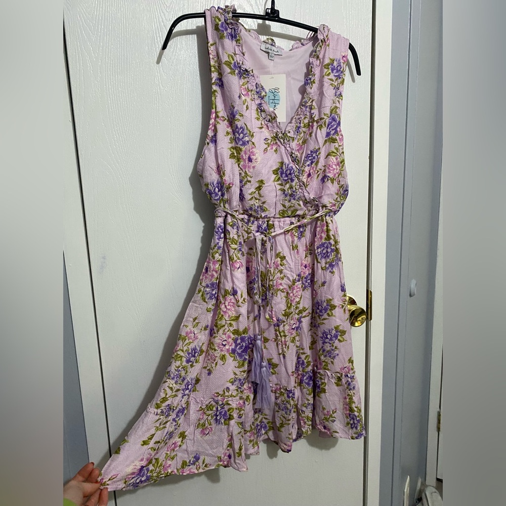 NEW  Black Halo Purple Floral Large Tassel Belt Spring Colors Easter Dress